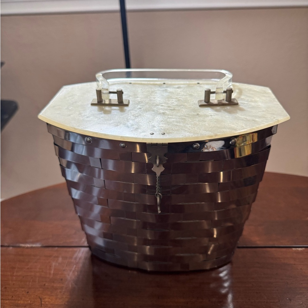 Elegant Silver Vintage Woven Handbag